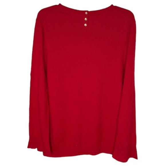 Talbots Lambswool Blend Back Button Sweater Bell Cuff - Red - XL - Picture 4 of 8